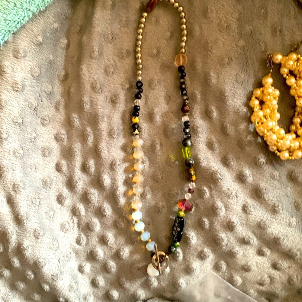 Hand crafted by me, hand beaded necklace